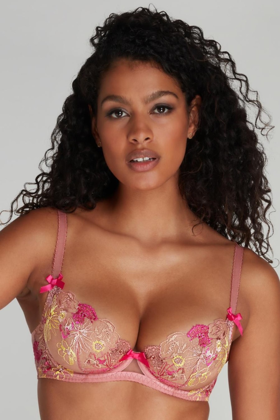 Bras Agent Provocateur | Zuri Plunge Underwired Bra Dusky Pink/Yellow