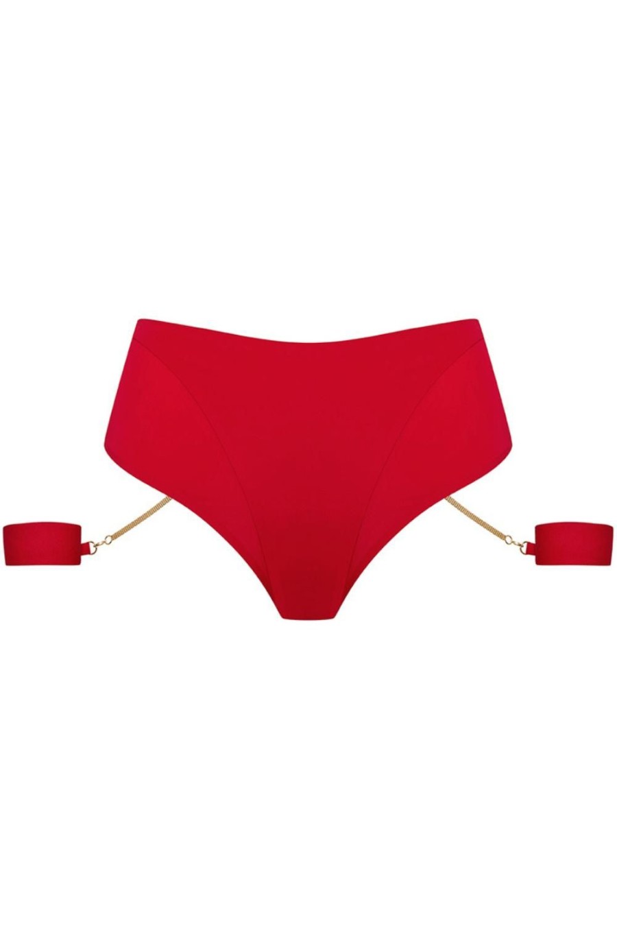 Knickers Maison Close | Tapage Nocturne High Waist Openable Thong With Cuffs Red