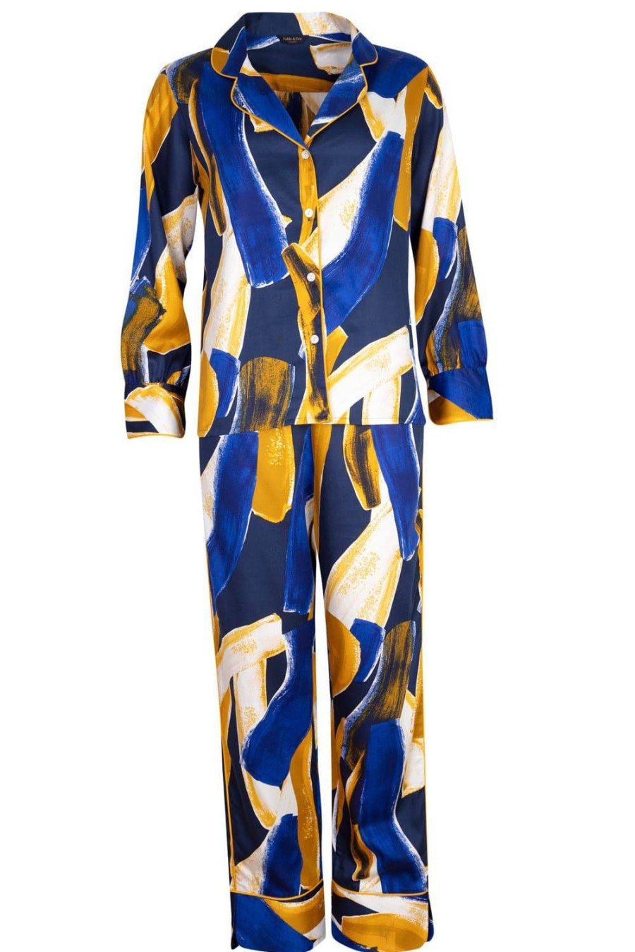 Lingerie Fable & Eve 2 Piece Sets | Chelsea Abstract Print Pyjama Set (Size Uk 8) Navy