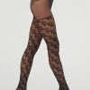 Hosiery Wolford Patterned Tights | Floral Suspender Tights Black