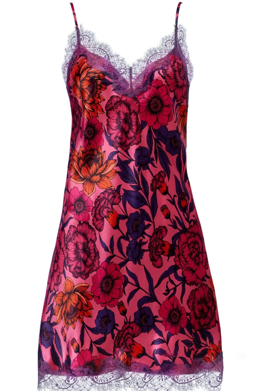 Nightwear Sainted Sisters | Scarlett Silk Chemise Sunset Flowers