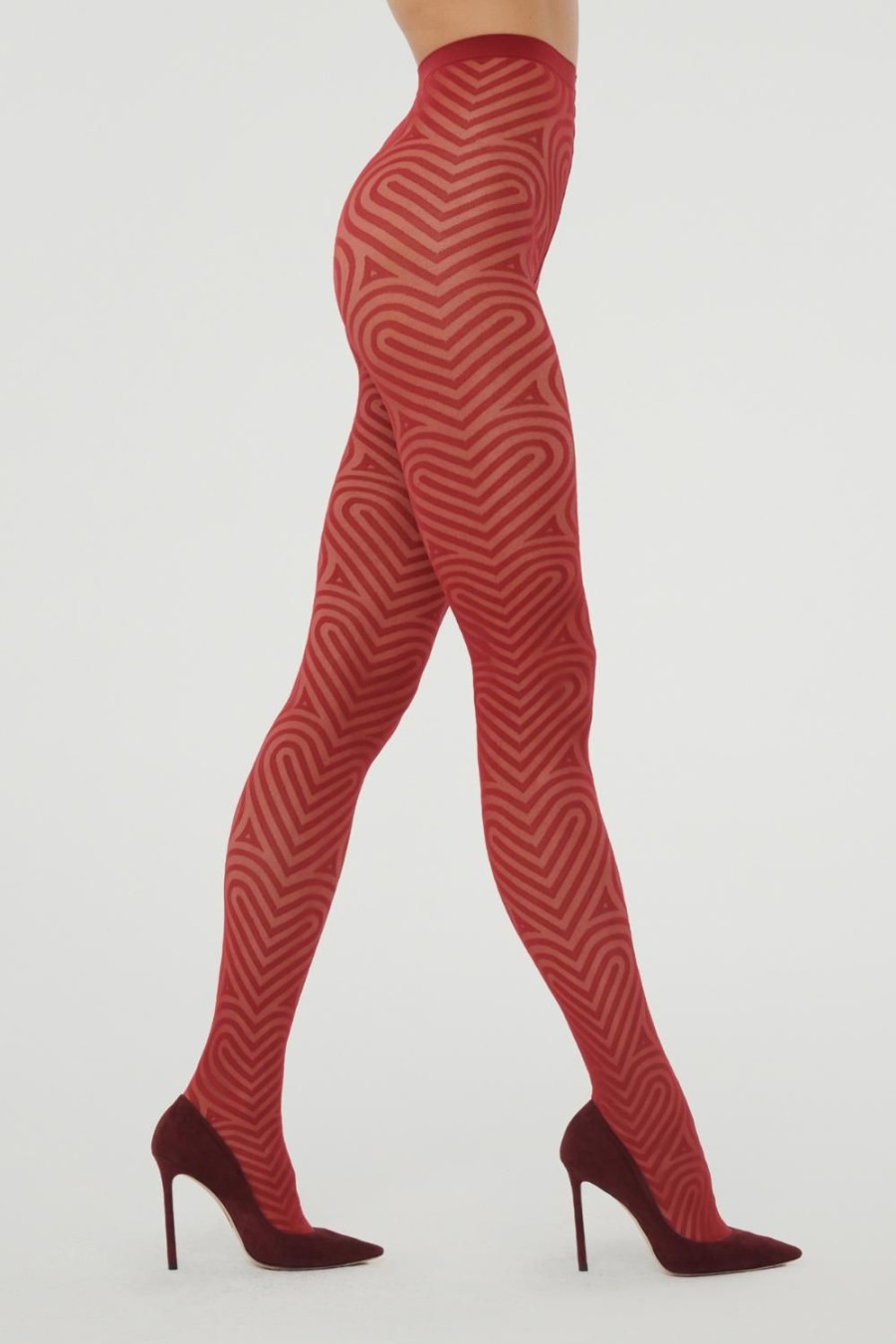 Hosiery Wolford Patterned Tights | Heart Tights Soft Cherry