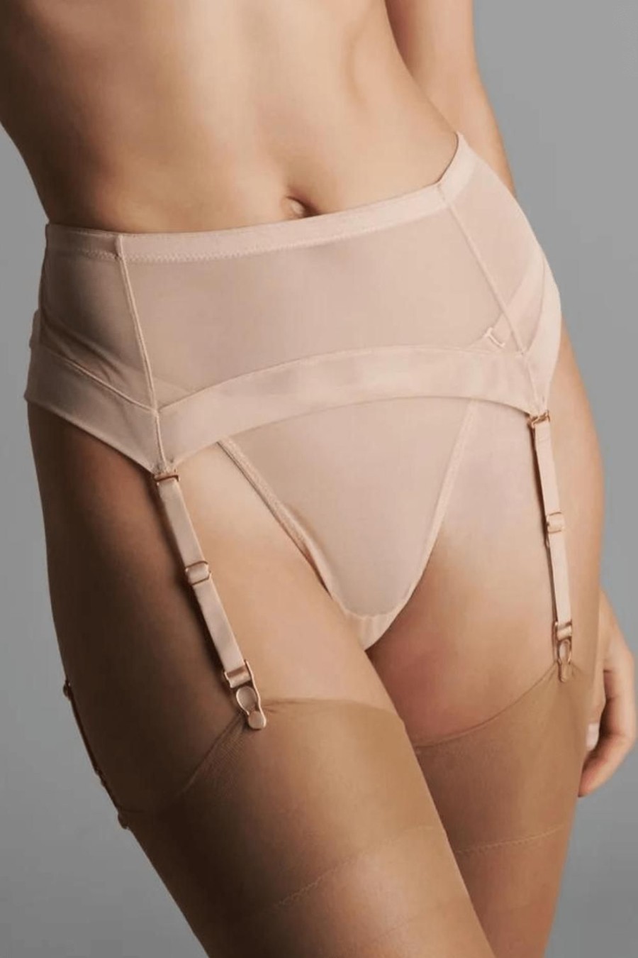 Lingerie Maison Close Suspender Belts | Corps A Corps Suspender Belt Vanilla Nude/Neon Green