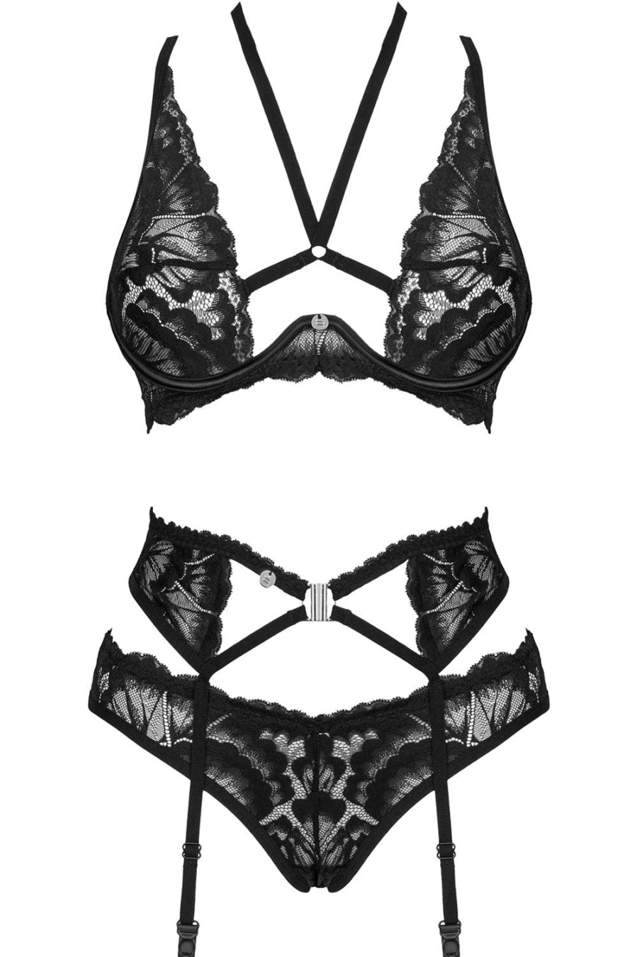 Lingerie Obsessive Lingerie Sets | Alessya Bra, Brief & Suspender Black