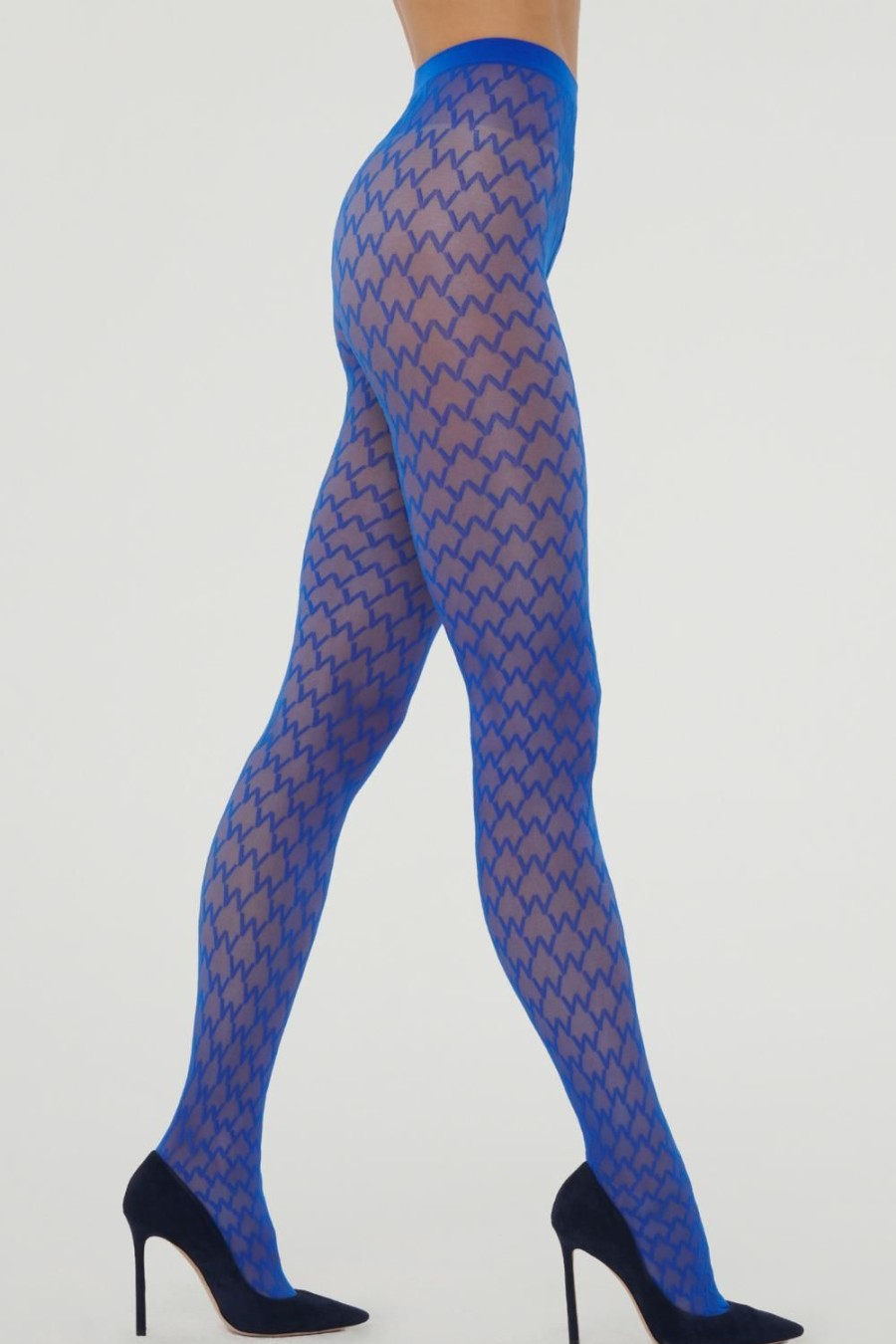 Hosiery Wolford Patterned Tights | Sheer W Tights Electric Blue