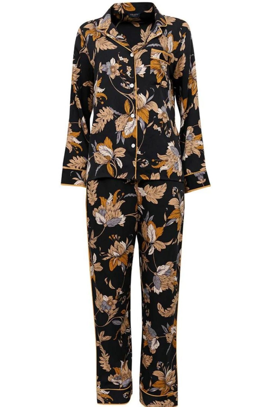 Lingerie Fable & Eve Lingerie Sets | Brixton Floral Print Pyjama Set Black