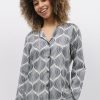 Nightwear Cyberjammies | Nicole Geo Print Long Sleeve Pyjama Top Cream Mix