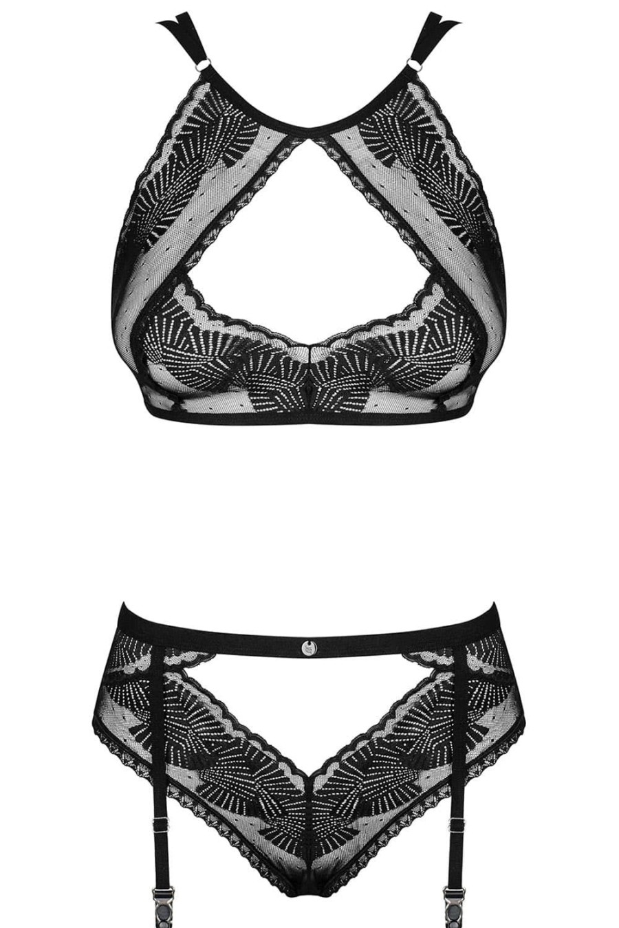 Lingerie Obsessive 2 Piece Sets | Allastia Bra & Suspender Brief Black