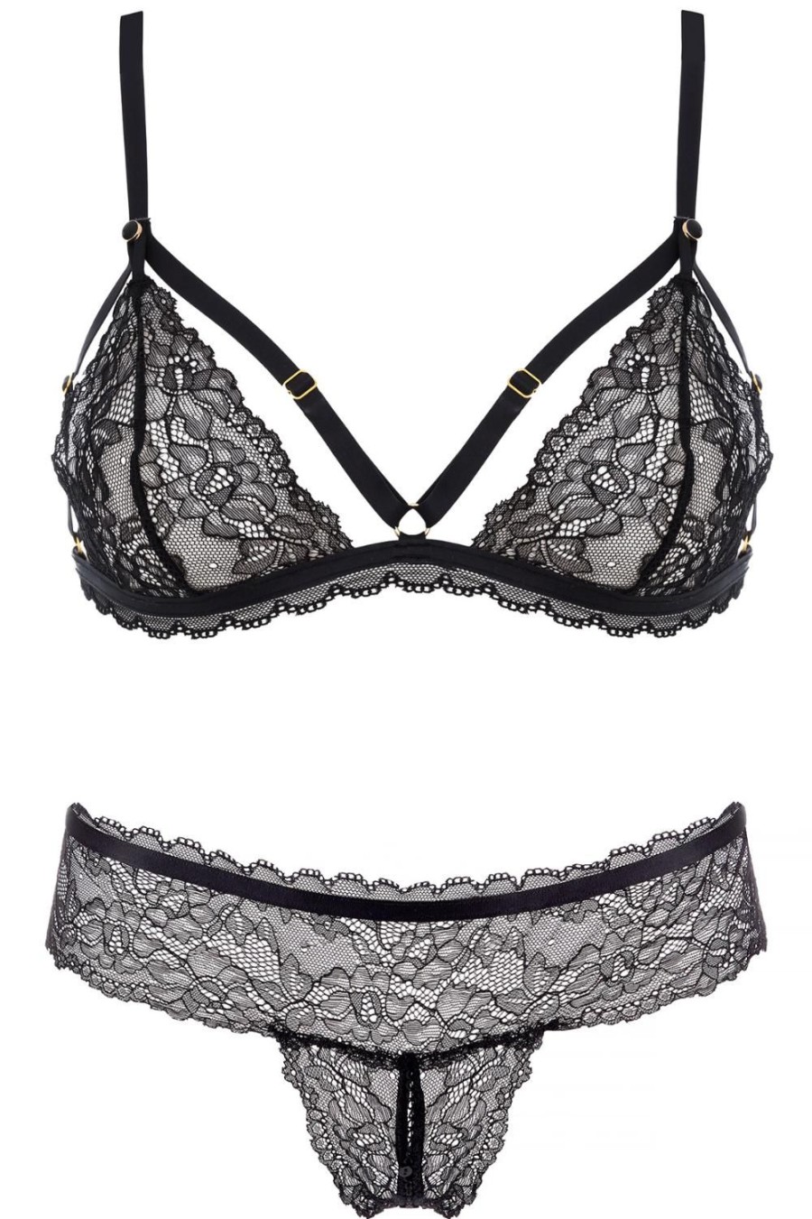 Lingerie Maison Close 2 Piece Sets | Le Petit Secret Dentelle Triangle Bra & Tanga Thong