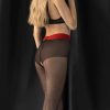 Hosiery FiORE Patterned Tights | Sensual Firelight Crotchless Tights 20 Denier Black/Red