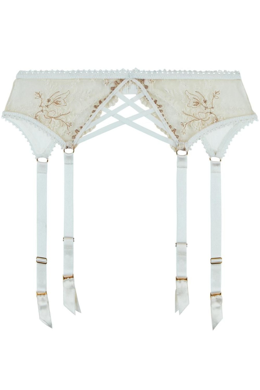 Lingerie Aubade Suspender Belts | Tresor Infini Suspender White Wind