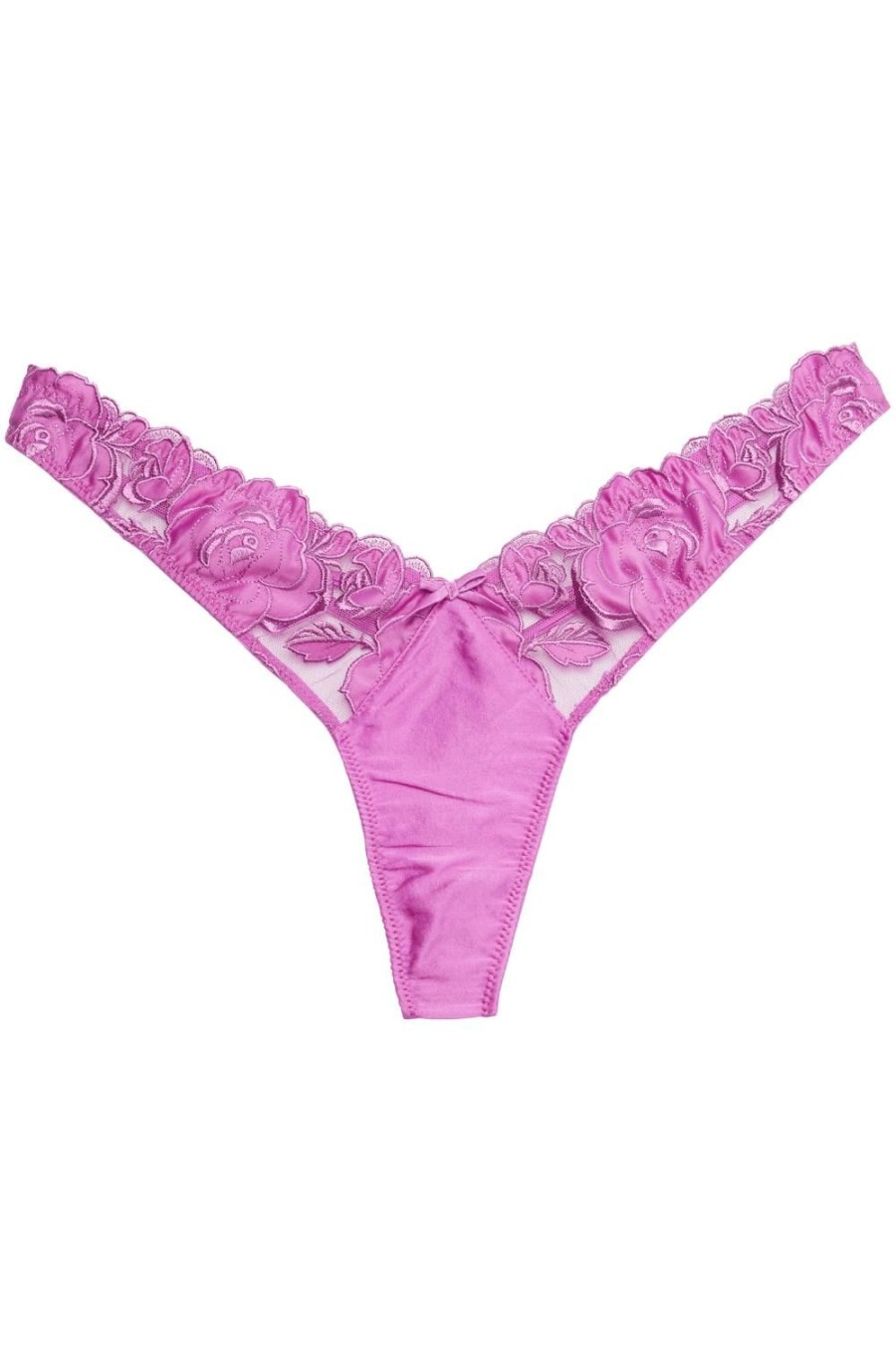 Lingerie Fleur Du Mal Thongs | Rose Logo Embroidery High Leg Thong Pink Iris