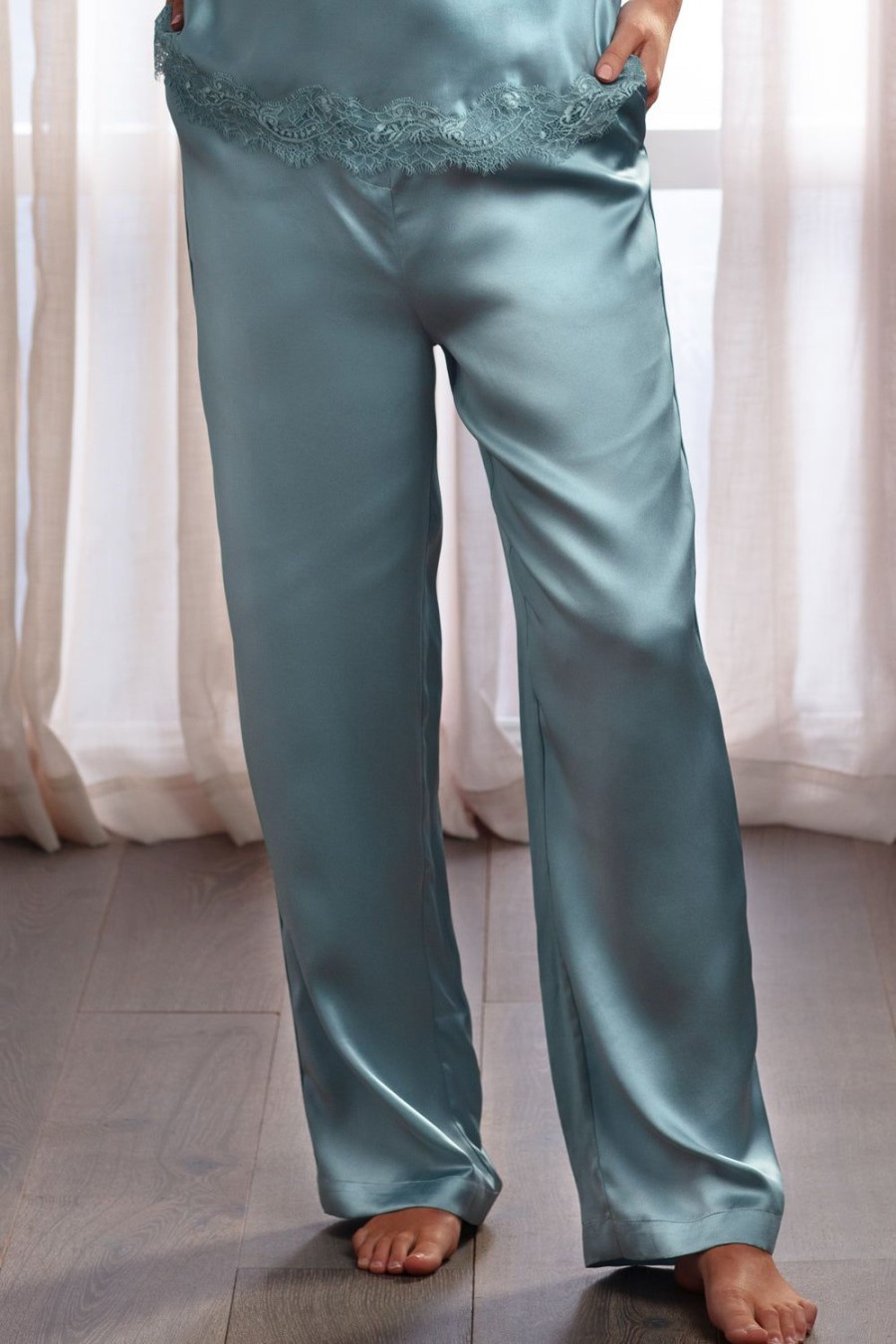 Nightwear Sainted Sisters | Scarlett Silk Pants Duck Egg Blue