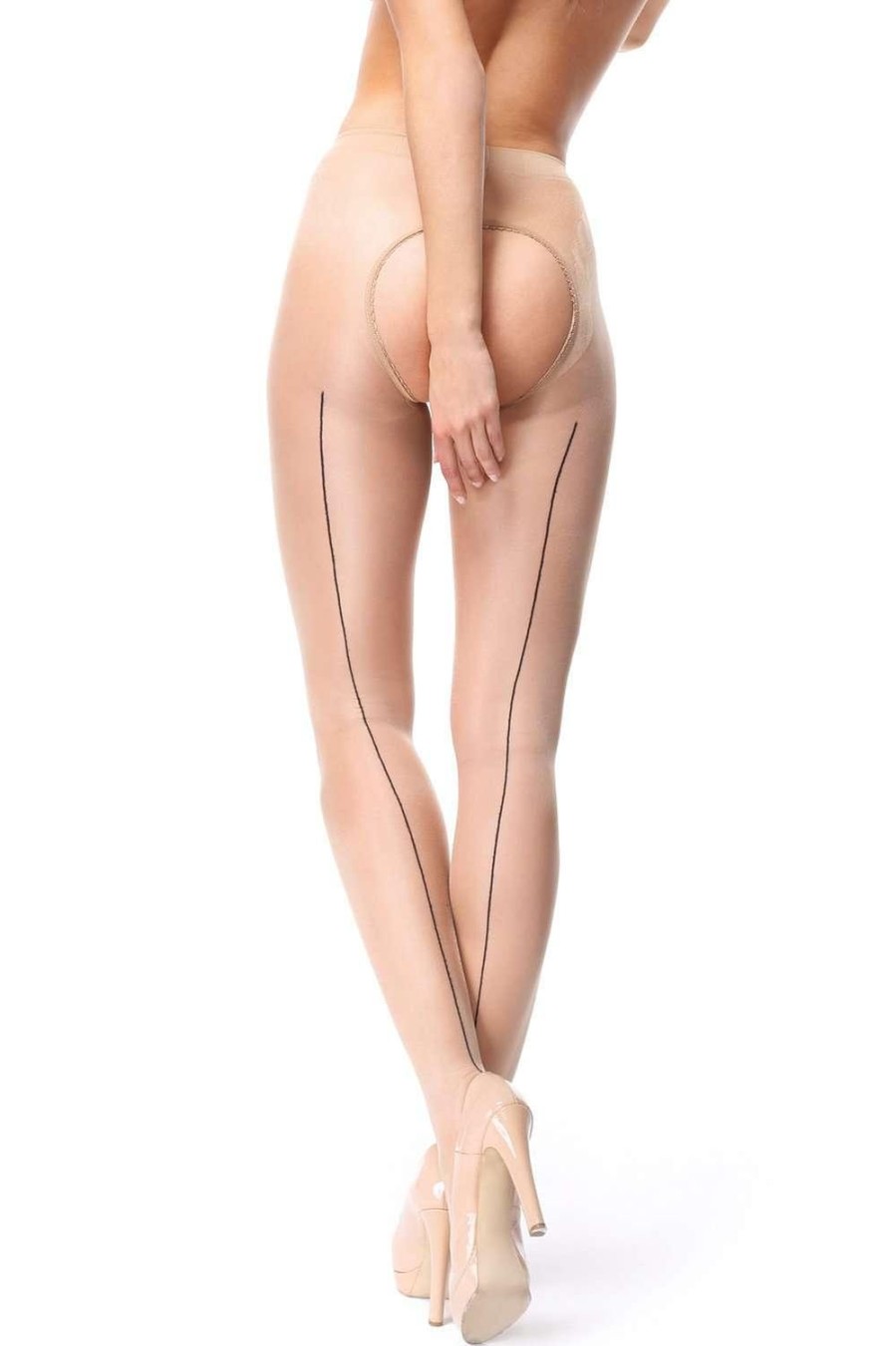 Hosiery Miss O Back Seamed Tights | Open Crotch Back Seamed Tights 20 Denier Beige