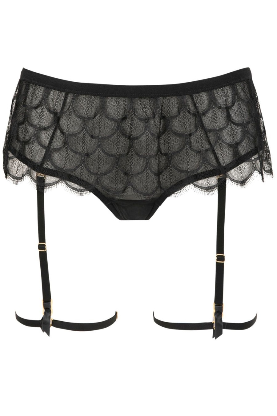 Lingerie Atelier Amour Open Back Knickers | Mystic Shadow Open Suspender Harness Brief Black