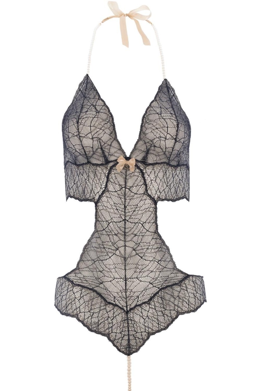 Lingerie Bracli Pearl Thong Bodysuits | Sydney Single Pearl Body Black