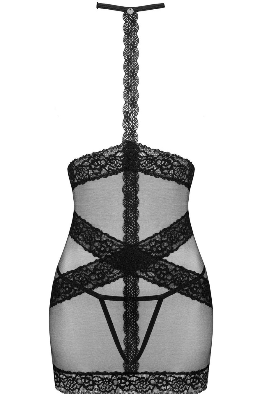 Lingerie Obsessive Lingerie Sets | Lacrisia Open Chemise & Thong Black