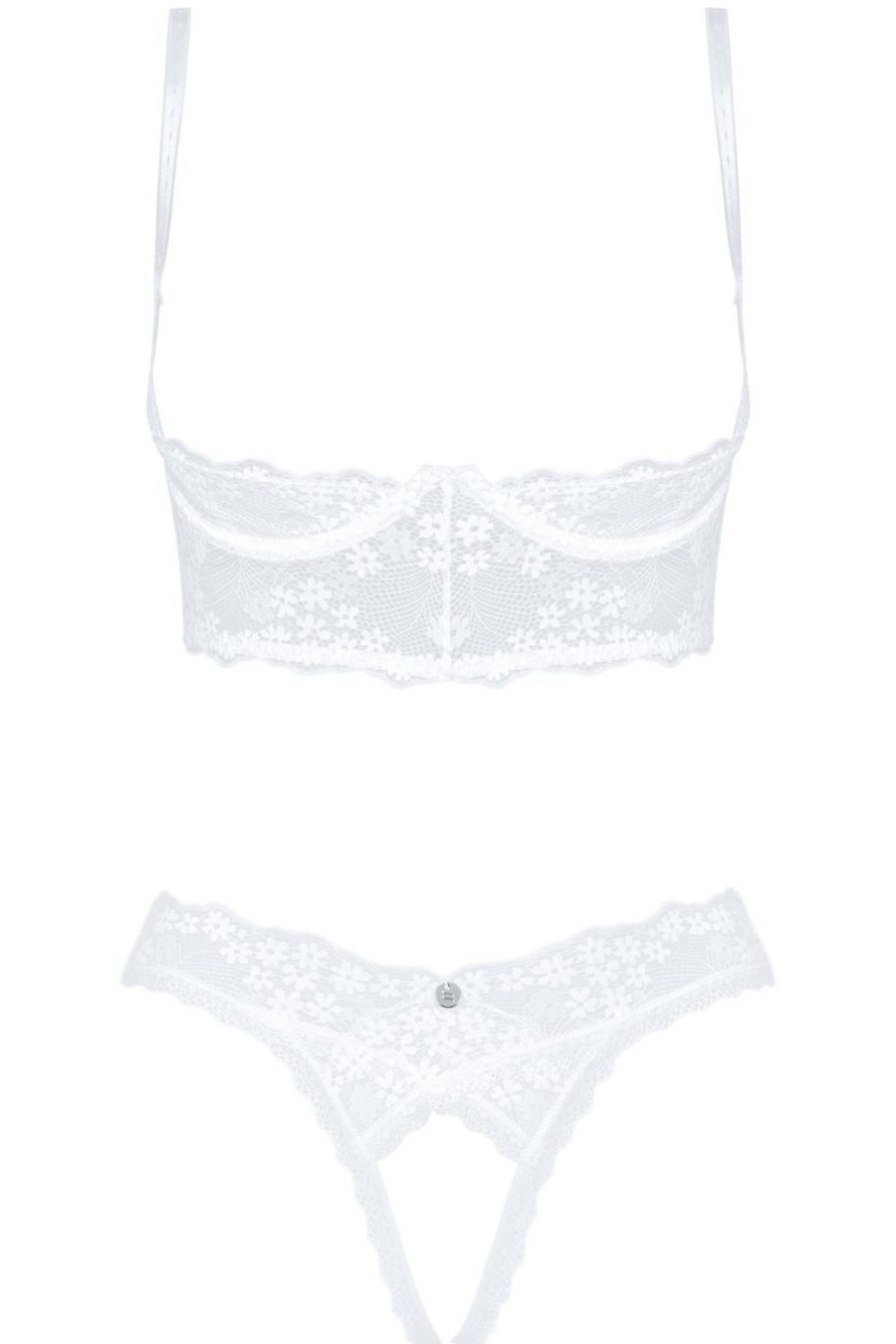 Bras Obsessive | Heavenlly Open Bra & Crotchless Thong White