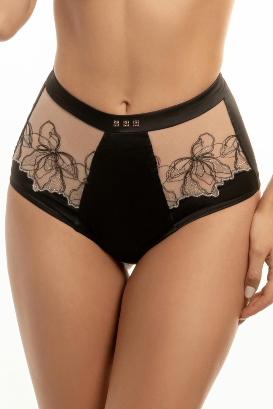 Lingerie Prelude Briefs | Greta High Waist Brazilian Nude/Black