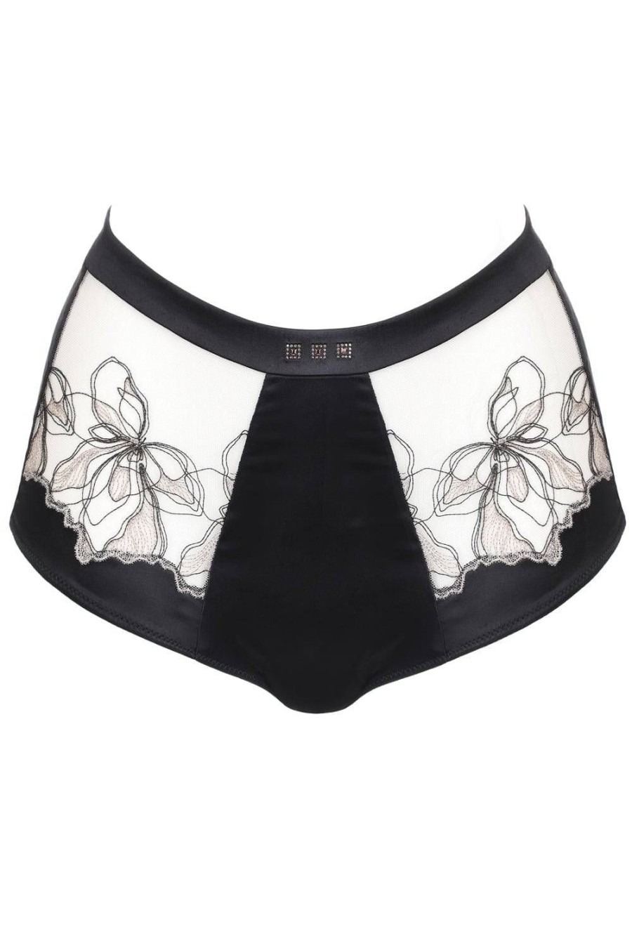 Lingerie Prelude Briefs | Greta High Waist Brazilian Nude/Black