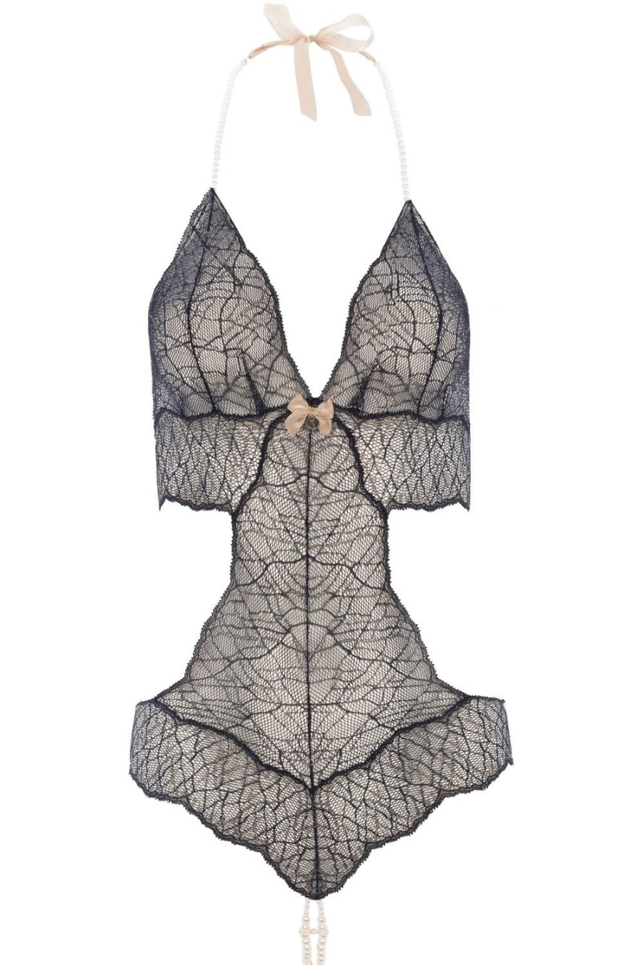 Lingerie Bracli Pearl Thong Bodysuits | Sydney Double Pearl Body Black