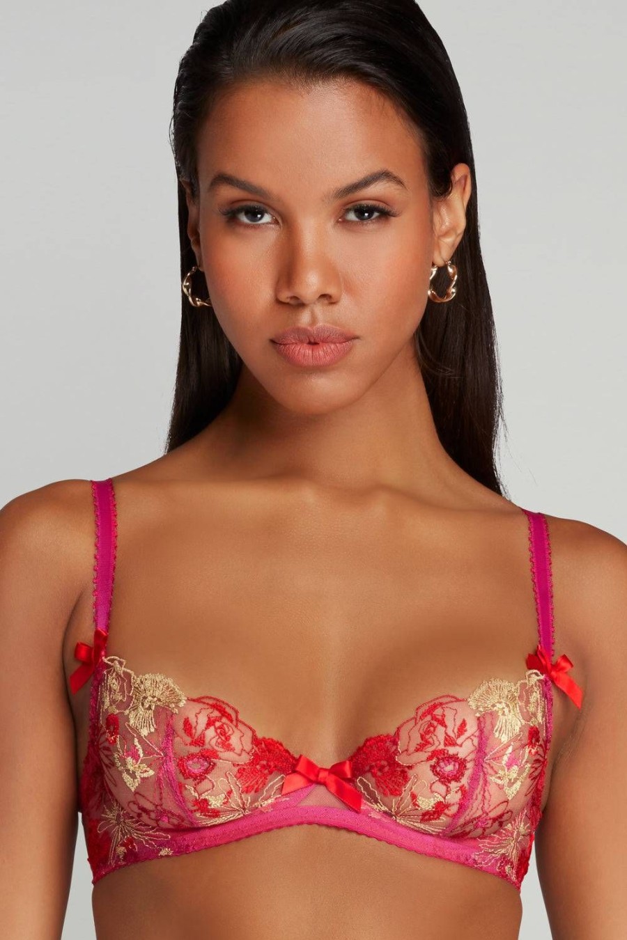 Bras Agent Provocateur | Zuri Plunge Underwired Bra Fuchsia/Red/Gold