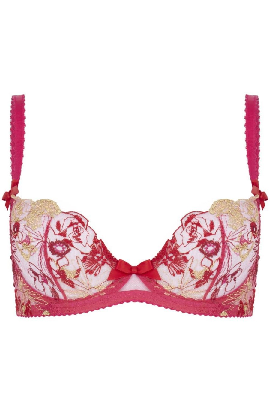 Bras Agent Provocateur | Zuri Plunge Underwired Bra Fuchsia/Red/Gold