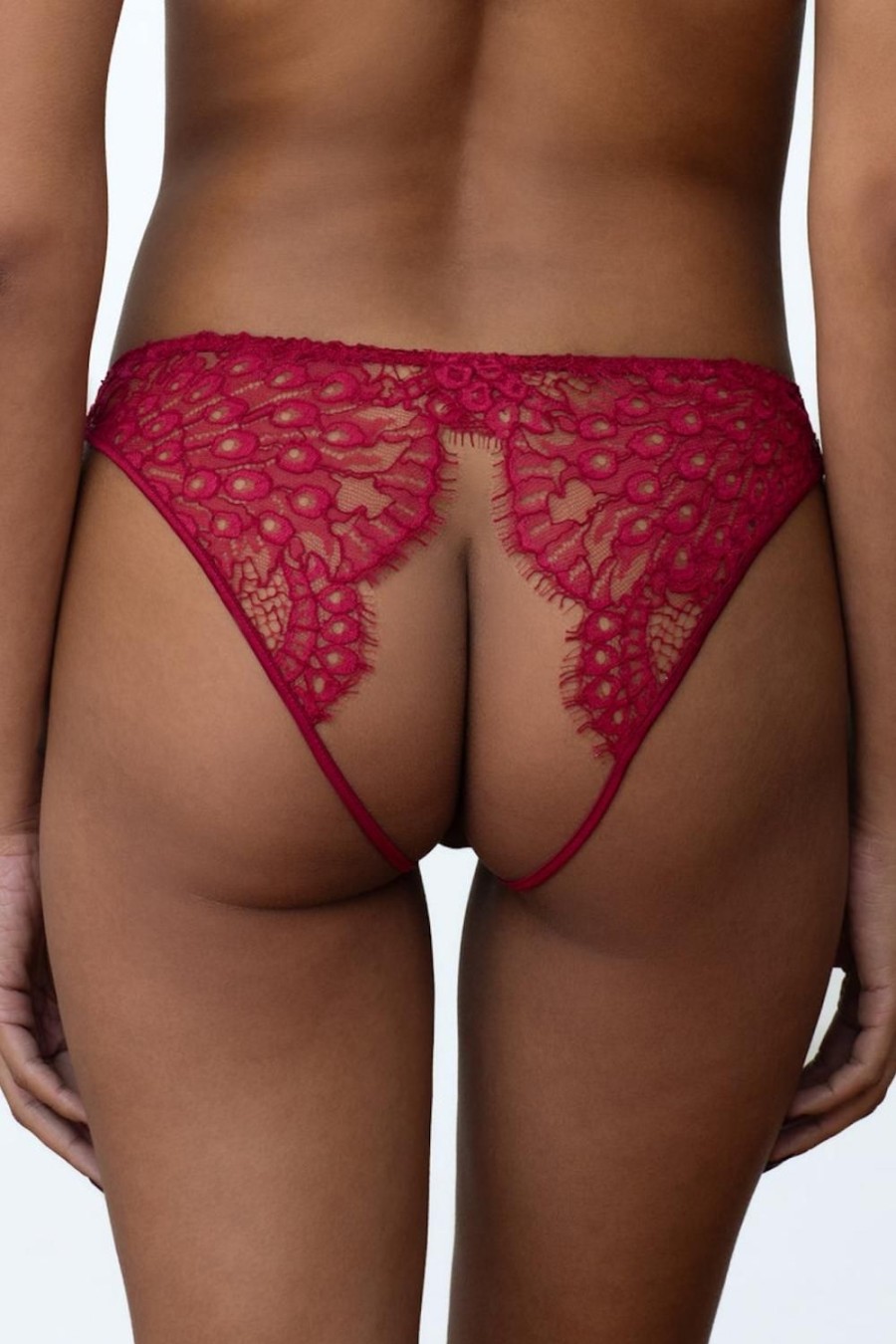 Lingerie Coco de Mer Open Back Knickers | Astrantia Open Knicker Crimson