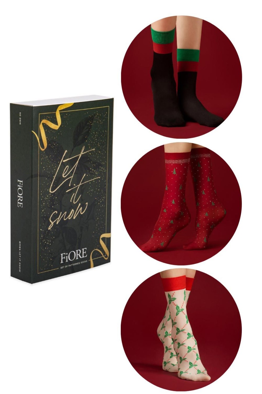 Lingerie FiORE 3 Piece Sets | Let It Snow Gift Boxed Socks (Pack Of 3) Multi