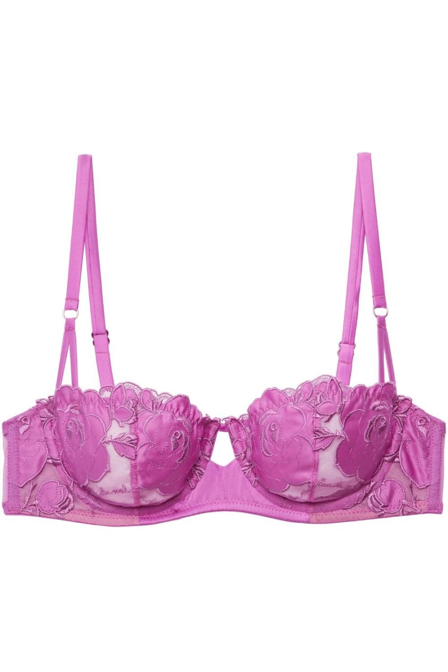 Bras Fleur Du Mal | Rose Logo Embroidery Balconette Bra Pink Iris