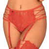 Lingerie Obsessive Thongs | Iosa Crotchless Suspender Thong Red