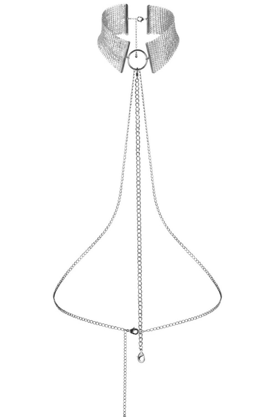 Pleasure Bijoux Indiscrets | Desir Metallique Metallic Mesh Chain Collar Silver