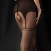 Lingerie FiORE Crotchless Lingerie | Sensual Delight Crotchless Tights 20 Denier Black