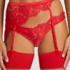 Lingerie Coco de Mer Crotchless Lingerie | Marella Open Suspender Knicker Red