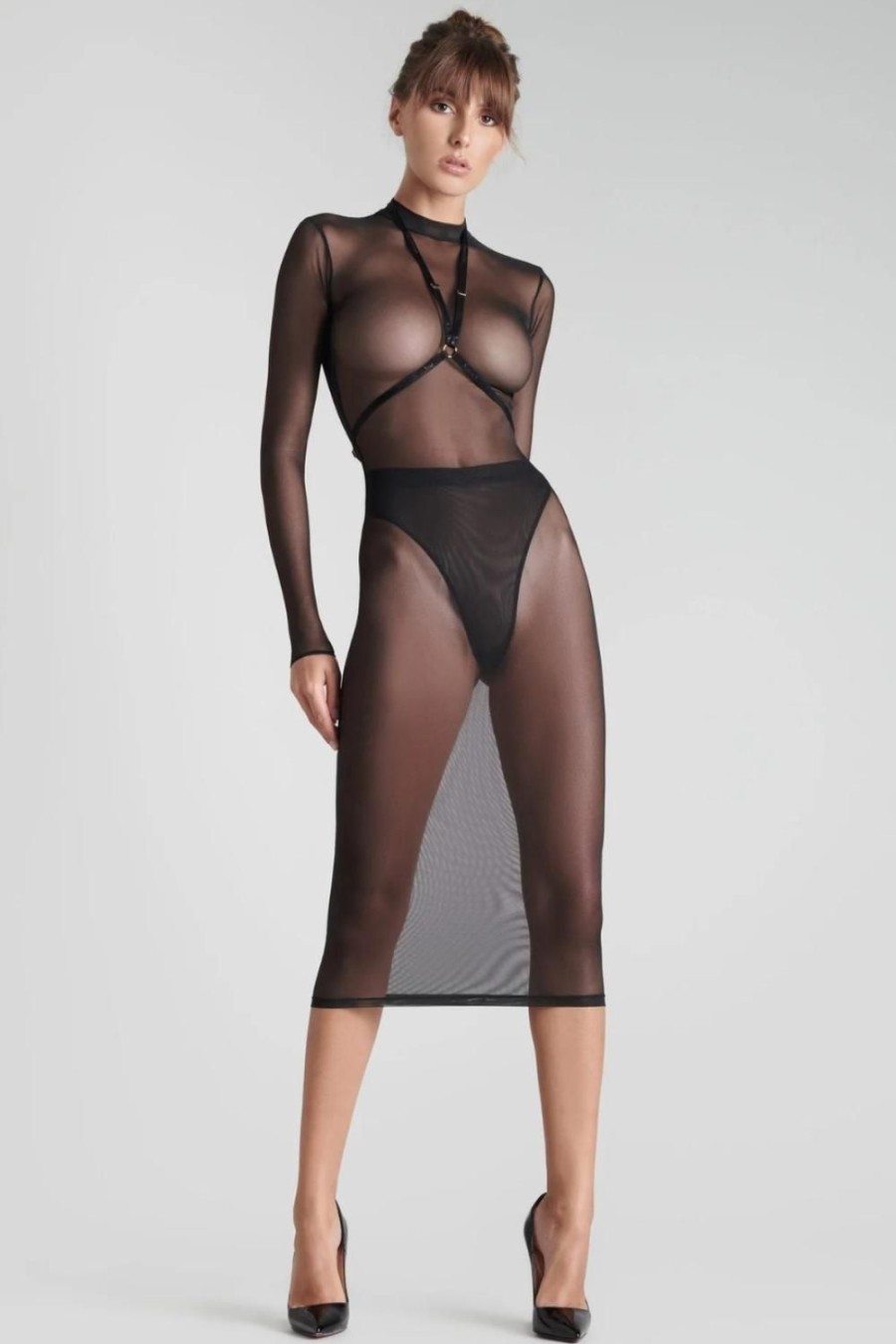 Lingerie Maison Close 2 Piece Sets | Corps A Corps Harness Midi Dress & High Waist Thong