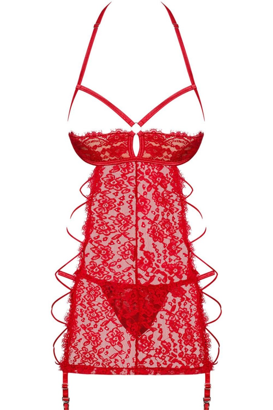 Lingerie Obsessive Lingerie Sets | Iosa Cupless Chemise & Thong Red