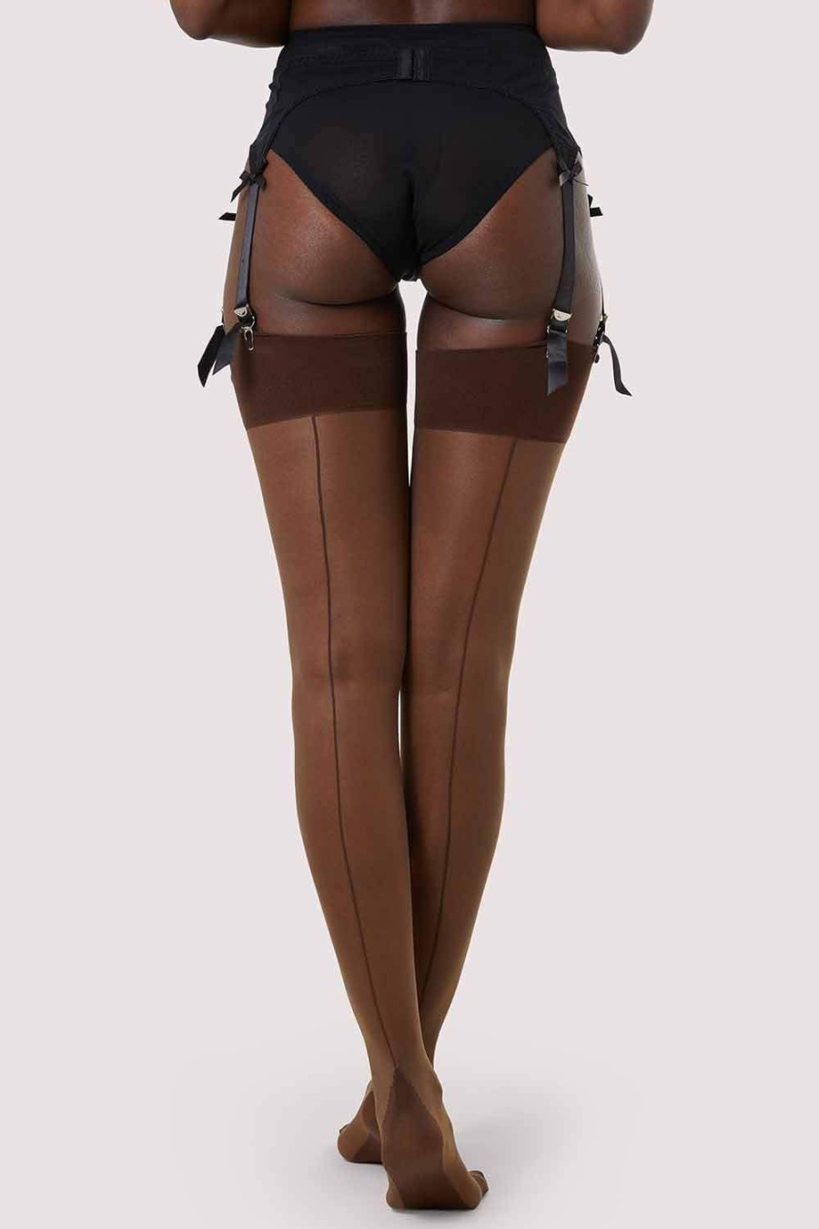 Hosiery Playful Promises Nude Stockings | Back Seamed Stockings Dark Nude