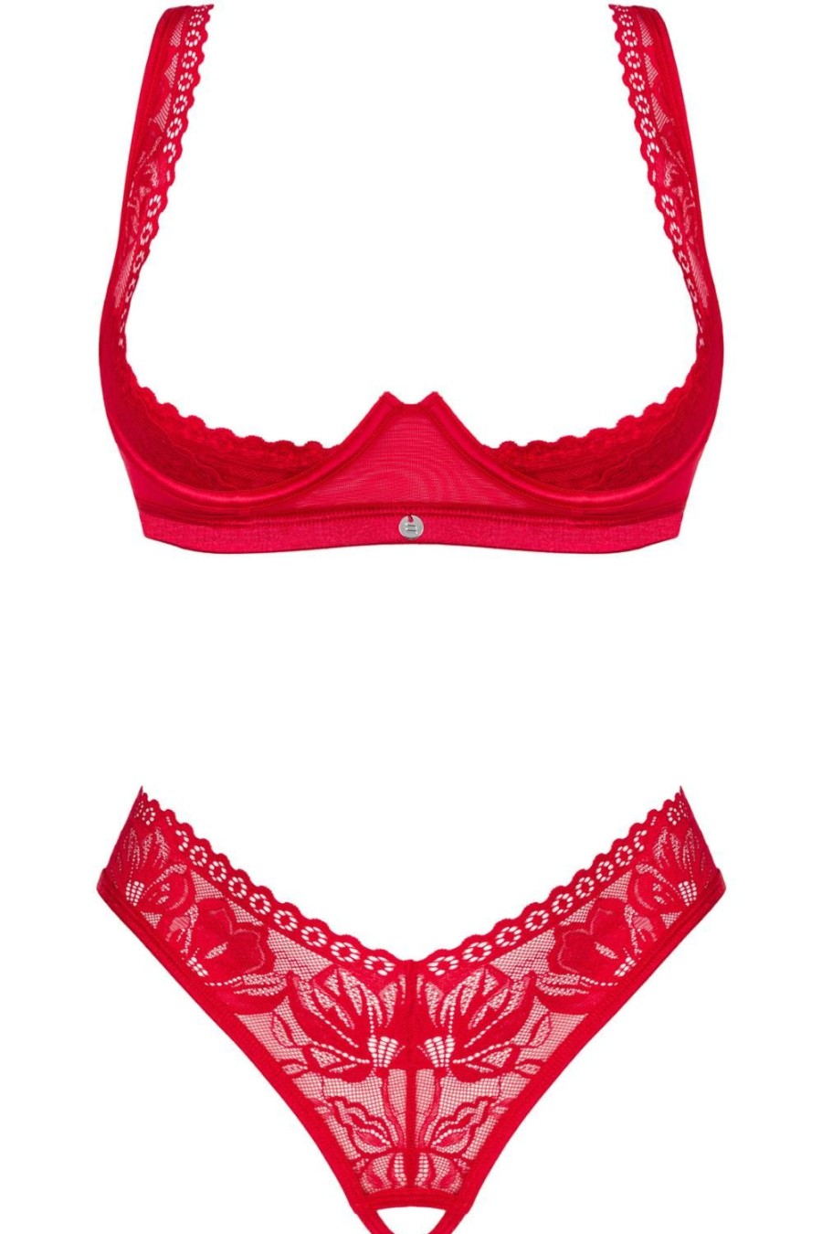 Lingerie Obsessive 2 Piece Sets | Lacelove Open Bra & Thong Red