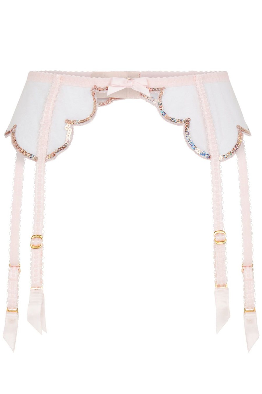 Lingerie Agent Provocateur Sheer Lingerie | Lorna Party Suspender Baby Pink/Rose Gold