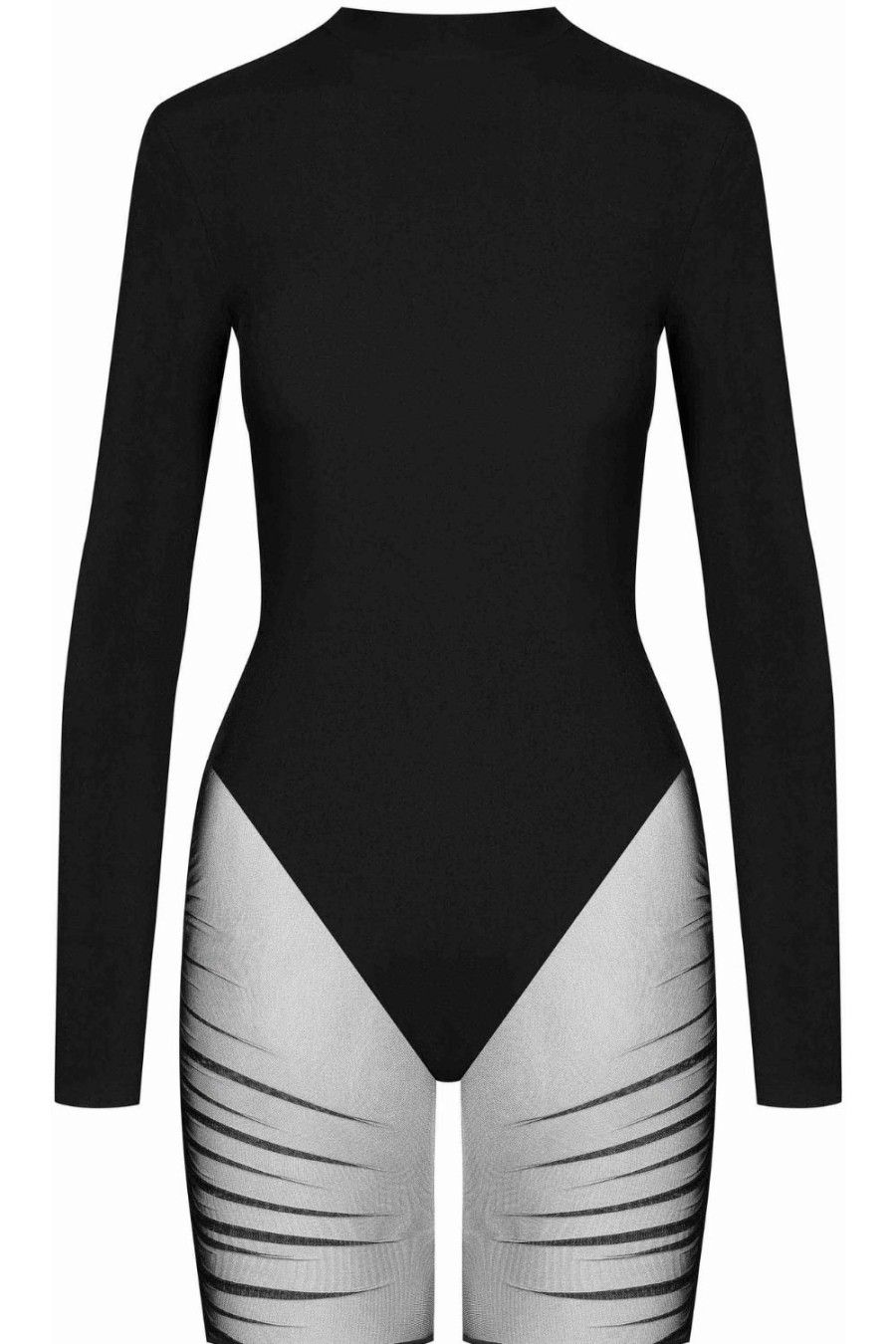 Lingerie Maison Close Catsuits | Nuit Fauve Long Sleeve Bodyshort Black