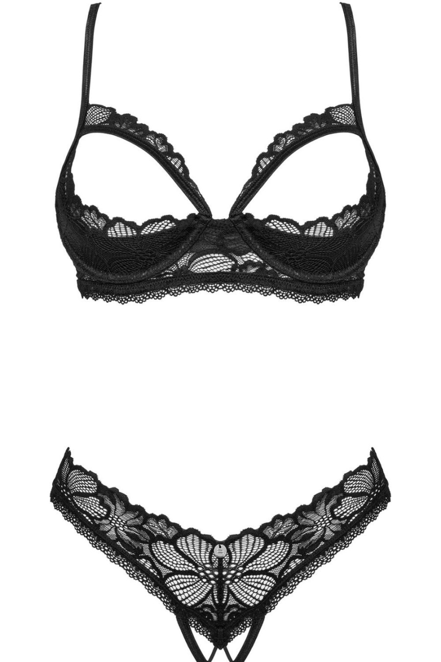 Lingerie Obsessive Lingerie Sets | Serafia Cupless Bra & Crotchless Thong Black