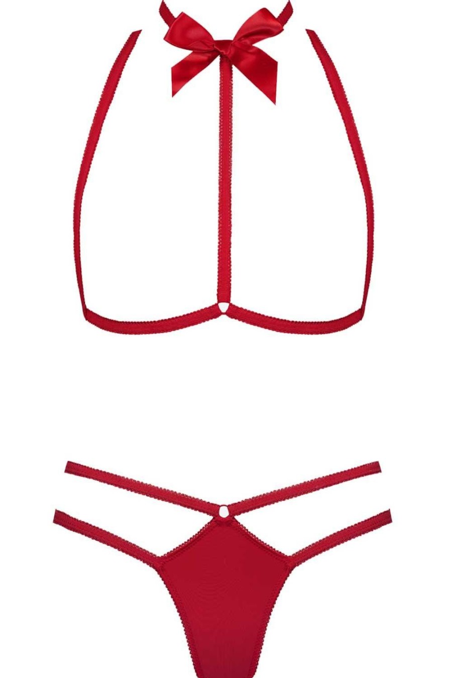 Lingerie Maison Close 2 Piece Sets | Le Petit Secret Harness & Thong Red