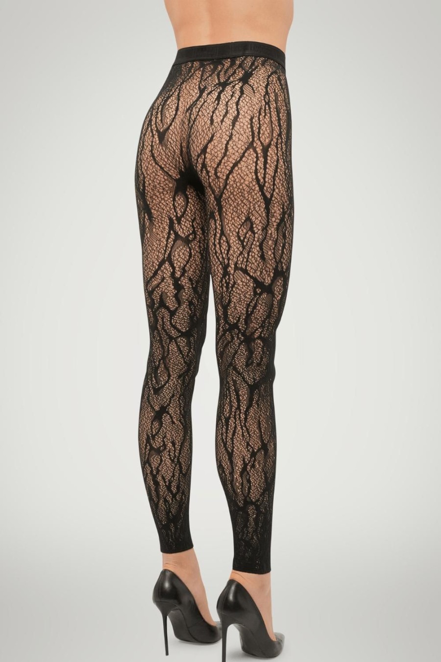 Hosiery Wolford Patterned Tights | Snake Lace Footless Tights Black