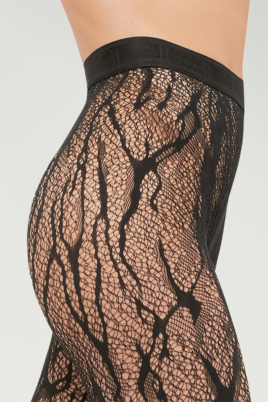 Hosiery Wolford Patterned Tights | Snake Lace Footless Tights Black