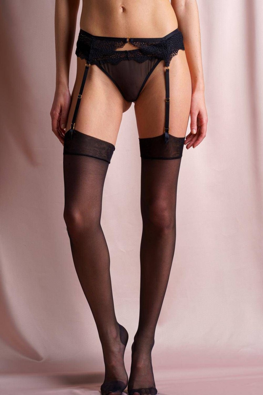 Hosiery Atelier Amour Seamed Stockings | Insoutenable Legerete Seamed Nylon Stockings 20 Denier Black