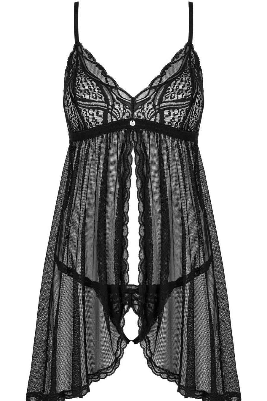 Lingerie Obsessive Lingerie Sets | Sedila Babydoll & Crotchless Brief Black