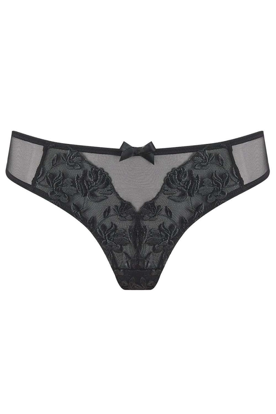 Lingerie Inamorata London Ouvert Knickers | Aster Open Back Brief Black