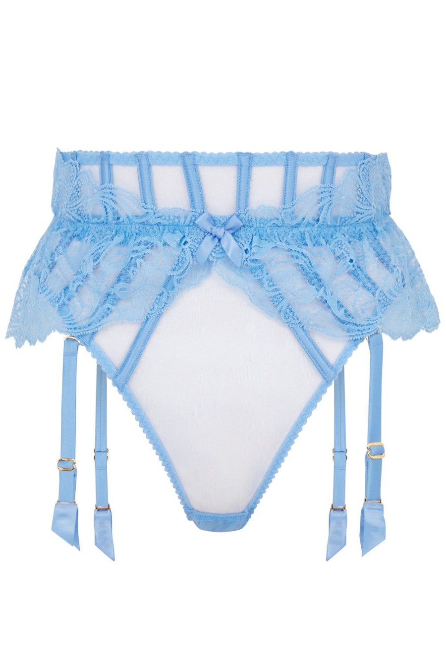 Lingerie Agent Provocateur Sheer Lingerie | Rozlyn Suspender Thong Cornflower Blue