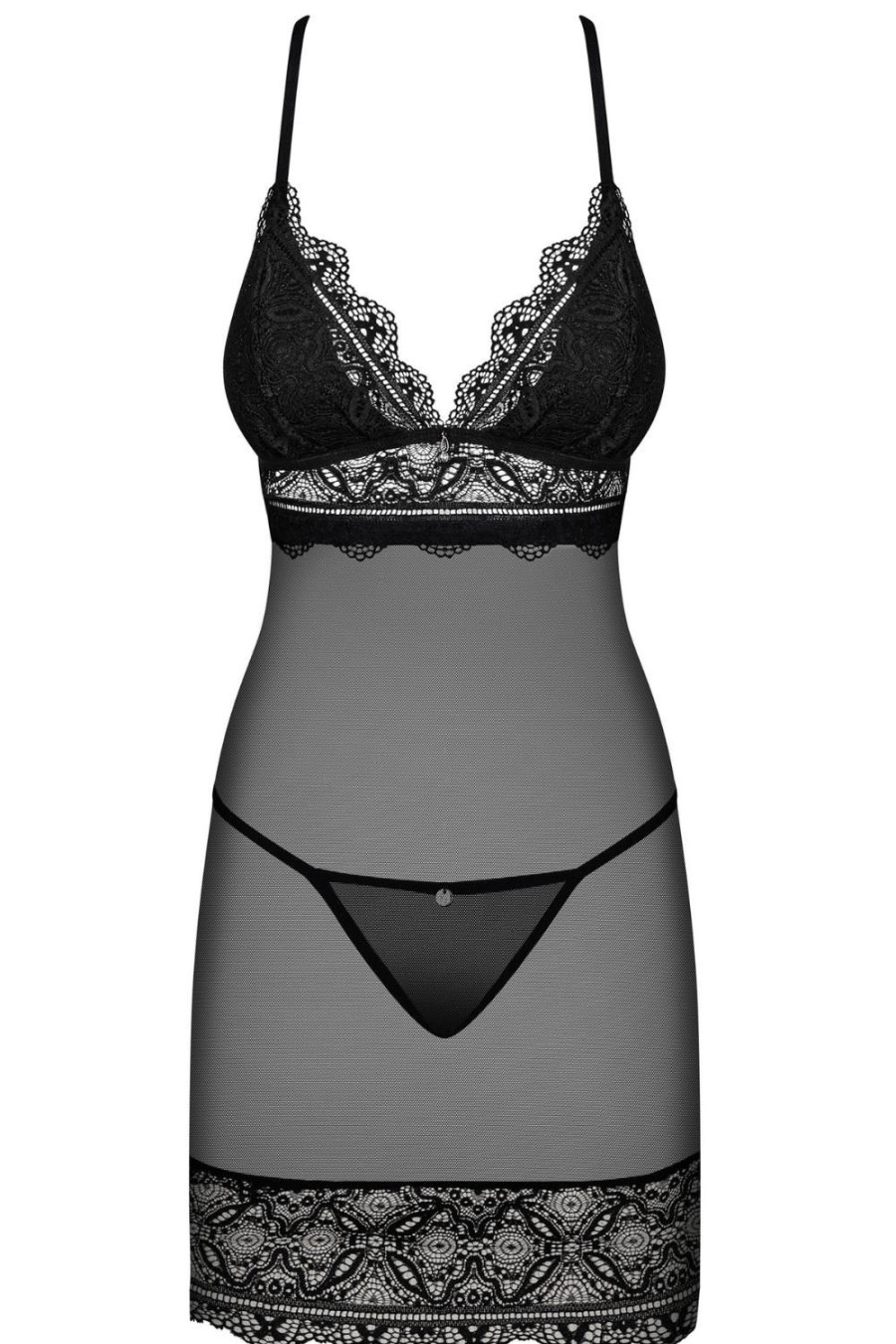 Lingerie Obsessive 2 Piece Sets | Renelia Chemise & Thong Black