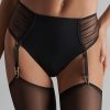 Knickers Maison Close | Nuit Fauve Openable High Waist Suspender Tanga Black